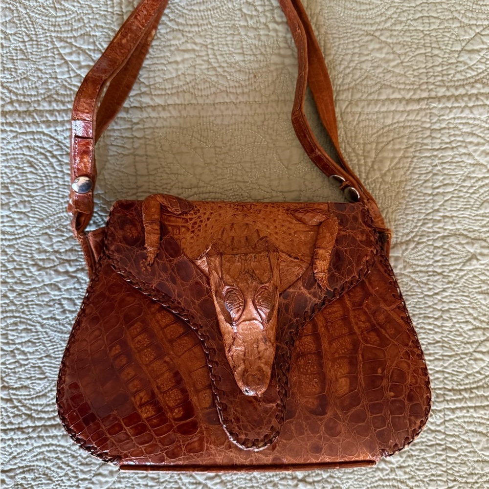 Vintage 1950s Brown Crocodile Women's Bag